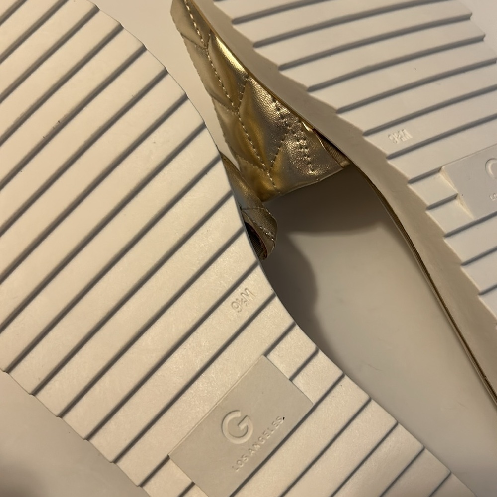 GBG Los Angeles Metallic Gold Quilted Sandals - Picture 11 of 16